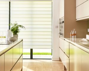 Day and night blind in modern kitchen area. BBSA-Approved Blinds